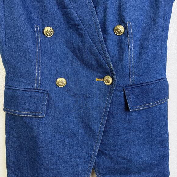 Jason Wu Denim Vest Jacket Womens Small Blue Button Up Gold Casual Cotton - Picture 4 of 12